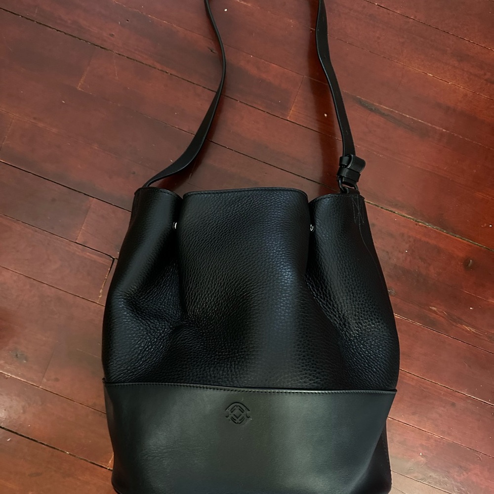 Black Leather Bucket Bag